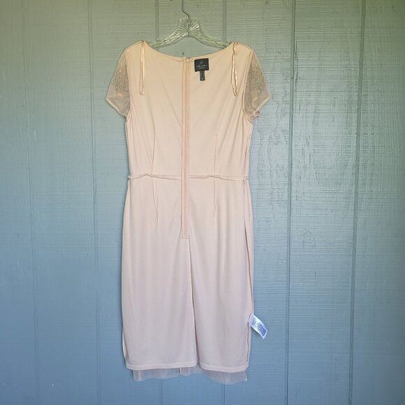 Adrianna Papell Beaded and Sequins Flutter-Sleeve Blush-Pink Dress. Size 10 - Picture 8 of 15